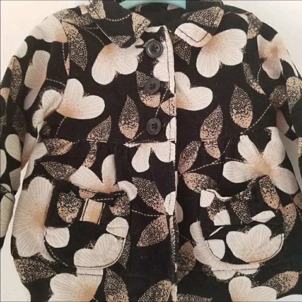Creamy floral button up dressy collared  coat